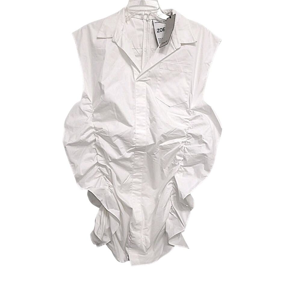 White Ruched Mini Dress - Picture 6 of 12